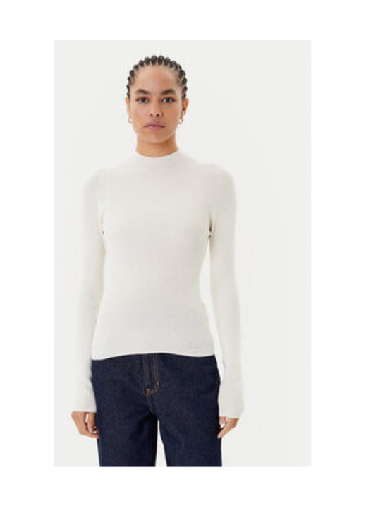 Pulover din amestec de poliamida cu decolteu la baza gatului si maneci lungi