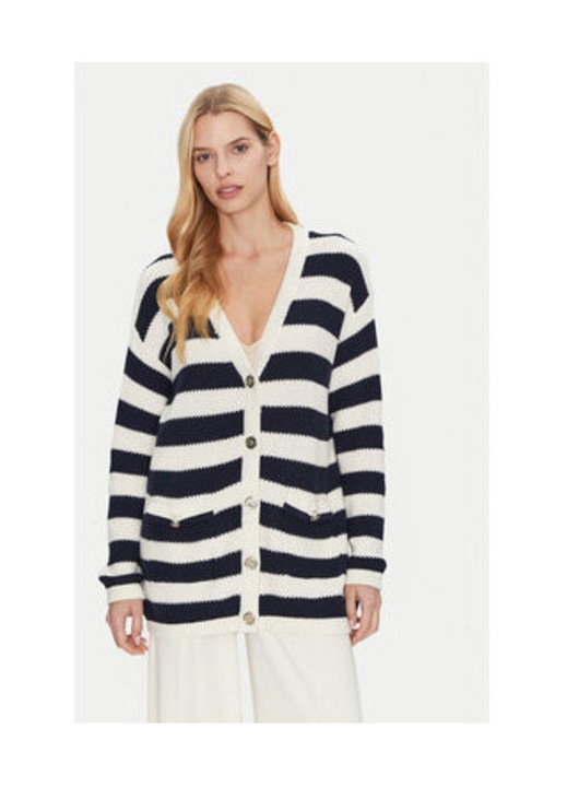 Cardigan cu croiala lejera si dungi, S INTL