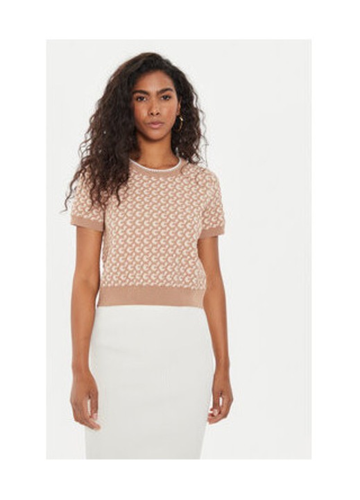 Pulover din amestec de bumbac cu maneca scurta, XS INTL