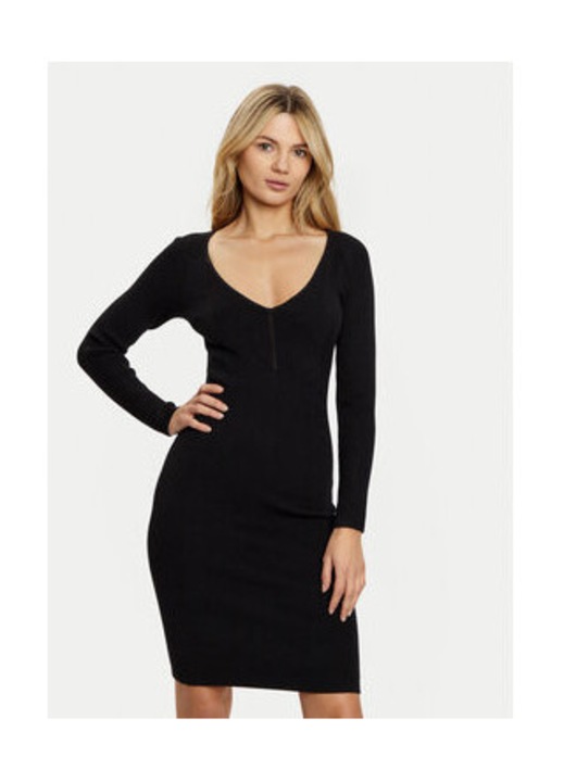 Rochie cambrata cu decolteu in V, din jerseu