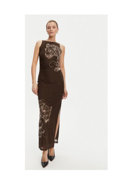 Rochie cu imprimeu si fanta laterala