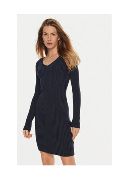 Rochie tricotata cu guler in V, XL INTL