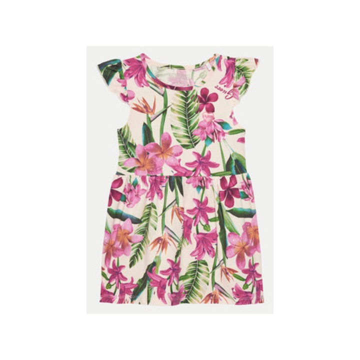 Rochie cu imprimeu floral si maneci scurte