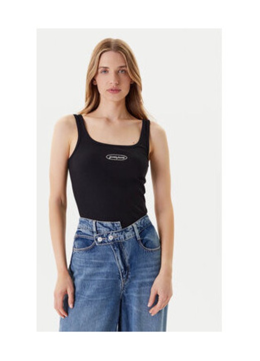 GUESS JEANS, Top cu decolteu decupat, Negru