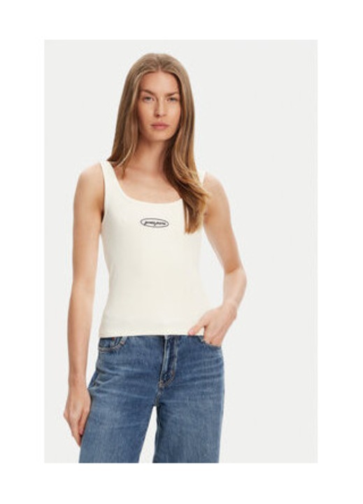 GUESS JEANS, Top cu decolteu decupat, Ecru