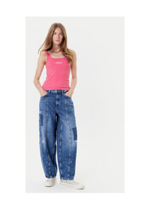 GUESS JEANS, Top cu decolteu decupat, Alb