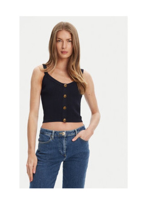 Top uni din tricot cu striatii si nasturi decorativi