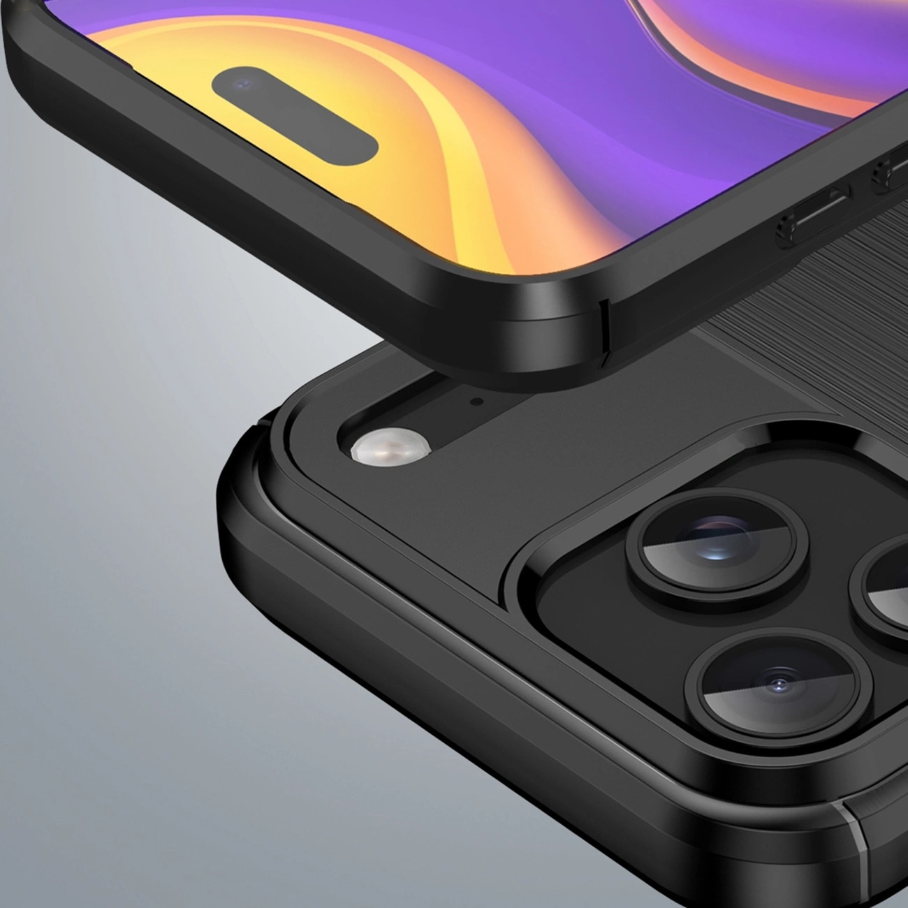 Carcasa Carbon Case compatibila cu iPhone 17 Pro Max, Negru