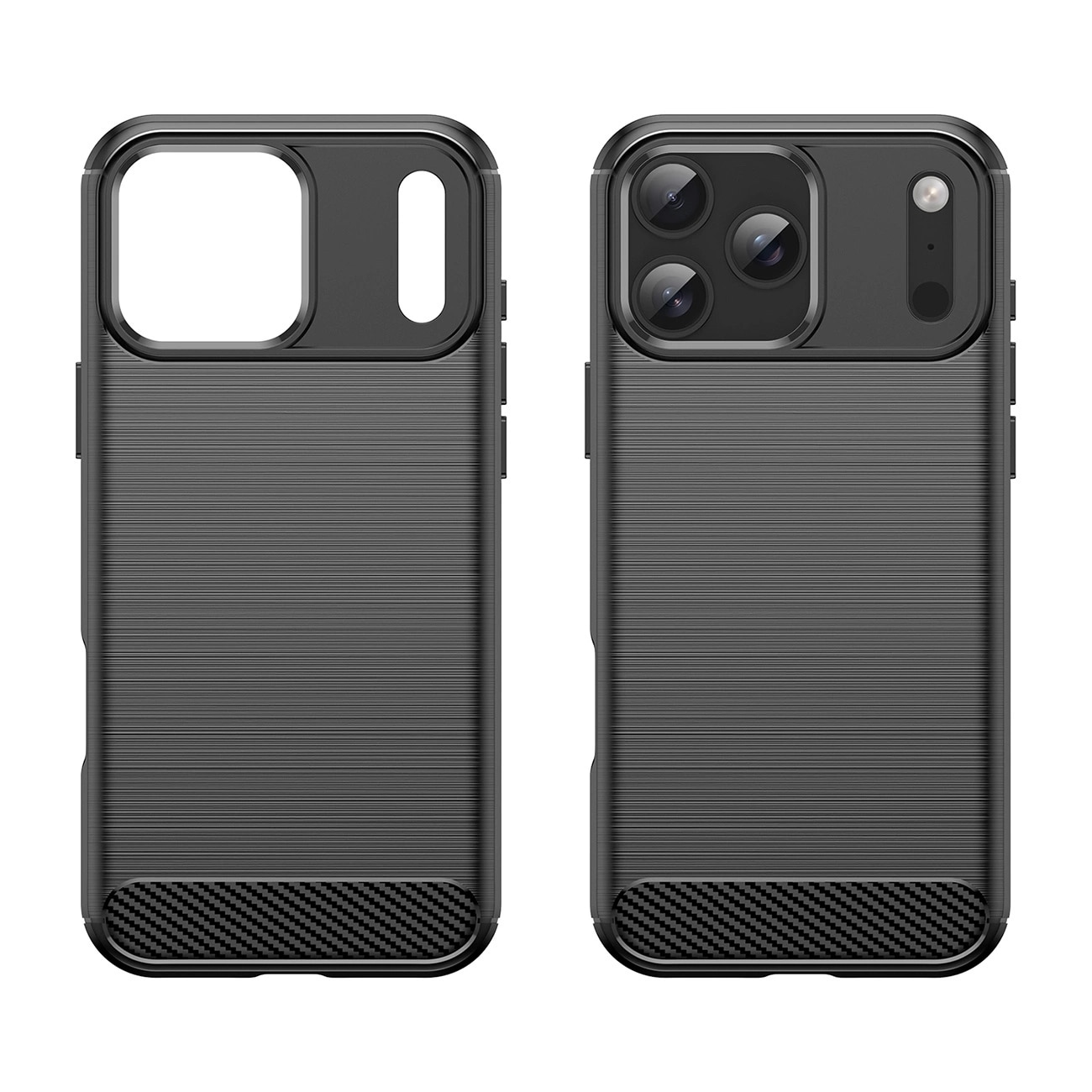 Carcasa Carbon Case compatibila cu iPhone 17 Pro Max, Negru