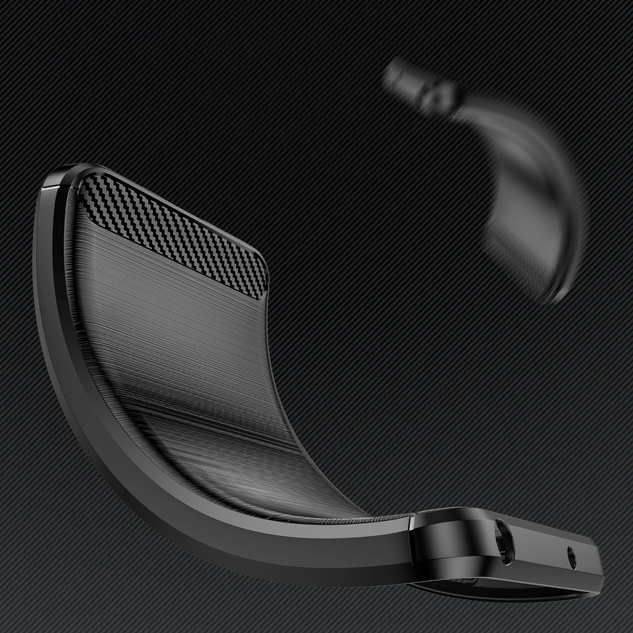 Carcasa Carbon Case compatibila cu iPhone 17, Negru
