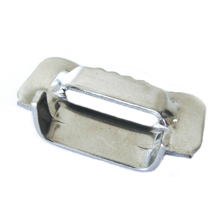 Set 100 de catarame zimtate de otel inox, 20mm x 1mm pentru platbanda inox de 20mm