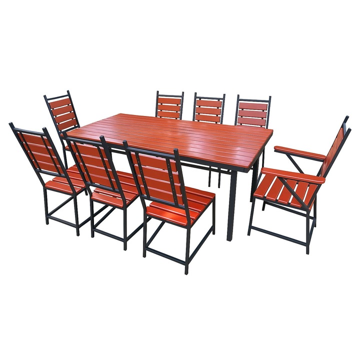 Set masa cu 8 scaune, maro