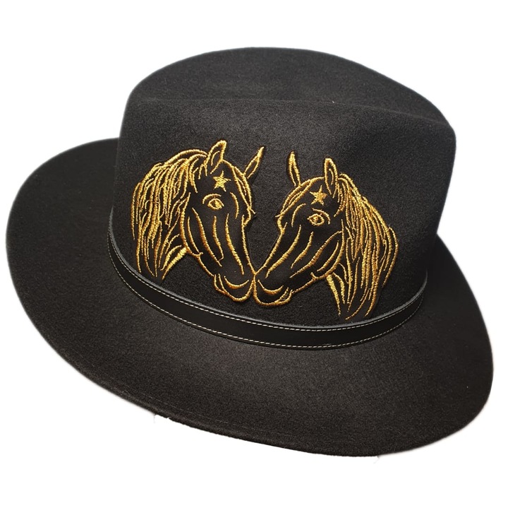 Fekete, két lovas, személyre szabott vadászkalap