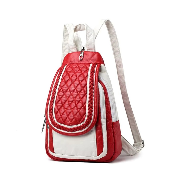 Rucsac dama, Rilena GT3631, Rosu/Alb