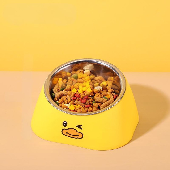 Állat tál, Rozsdamentes acél macskatál, sárga, 13,5x9 cm