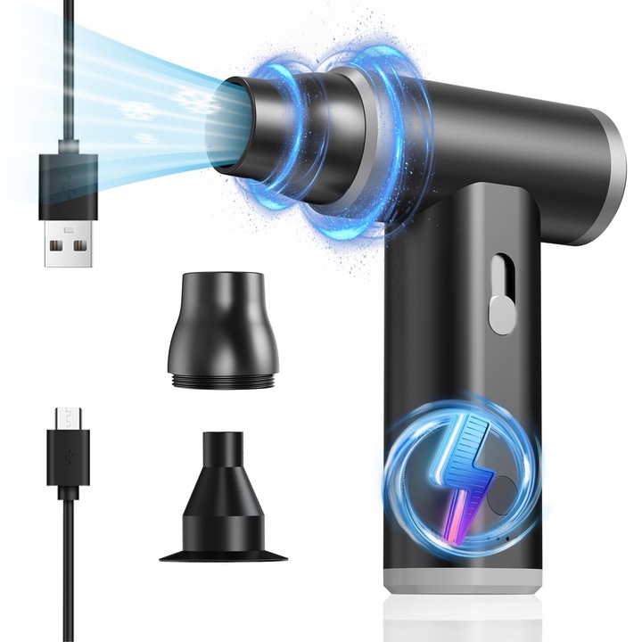 3T6B elektromos porszívó, 110 000 fordulat/perc sűrített levegős permet, USB-n újratölthető, tisztítókészlet PC-hez, laptophoz, asztalhoz, autóhoz