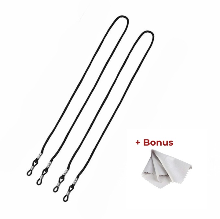 Snur pentru Ochelari Ultra-Rezistent - 2 buc, reglabil, confortabil, anti-alunecare Negru