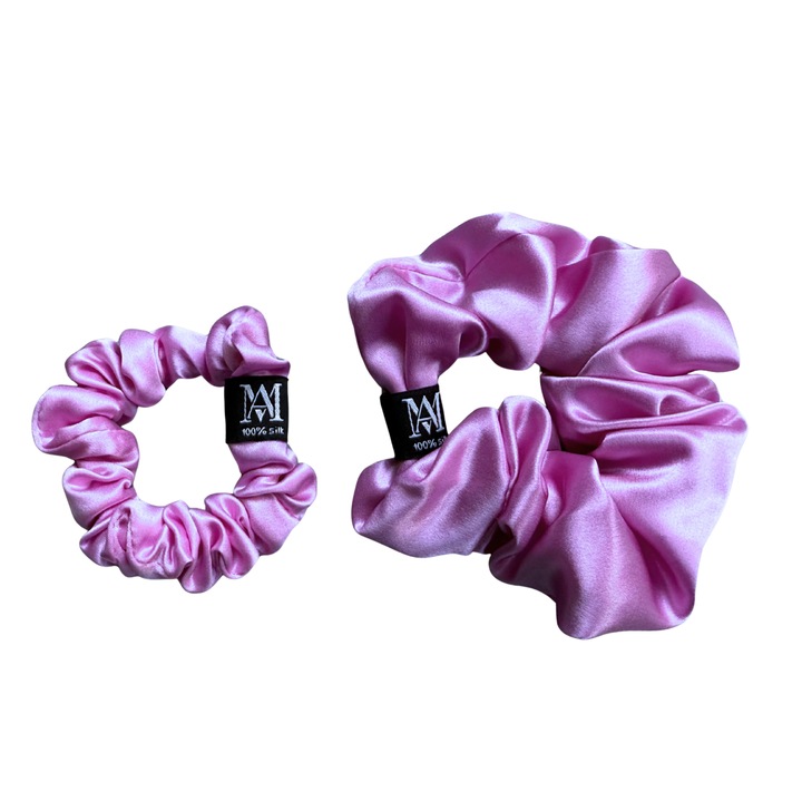 Set Elastice de Păr MATASIA din Mătase Naturală 22 momme, L+M, Lavanda, Ideal pentru Păr Fin