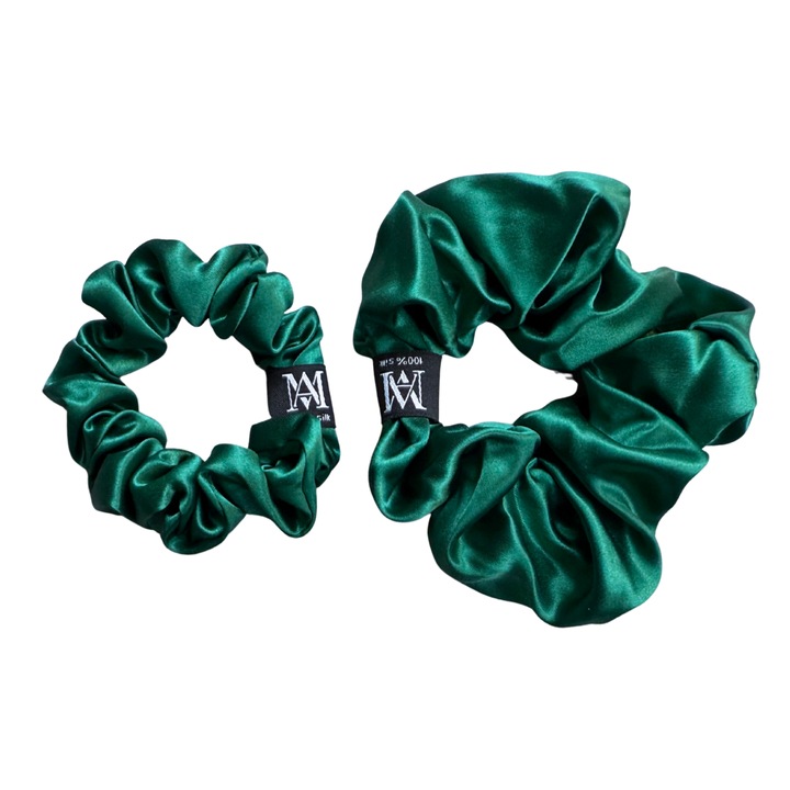 Set Elastice de Păr MATASIA, Matase Naturală 22 momme, Verde Smarald, M+L