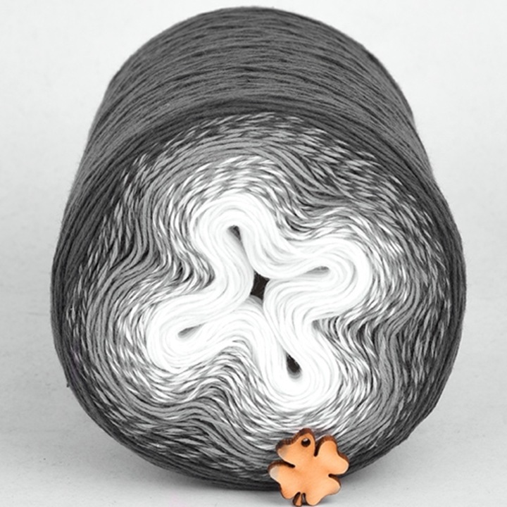 Fir textil Stenli Cotton Cake 250g/1000m, gri cu alb - cod 316