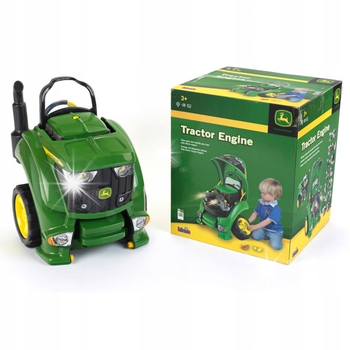 John Deere játék traktor forgómotorral, 57 elemes készlet, 52x43,5x40cm