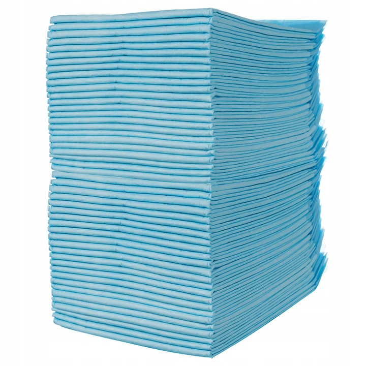 Set 50 asternuturi higienice Purlov 60x90 cm, 2 rolki (30 buc) saci pentru excremente, alb/bleu