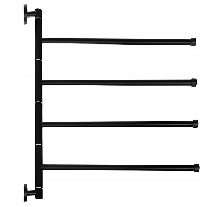 Suport pentru prosoape, otel, negru mat, 4 brate rotative, 43x35cm, set cu dibluri