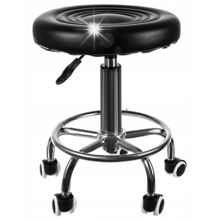 Beautylushh szék, forgó, fekete, állítható magasságú 44-59cm, gumikerekekkel