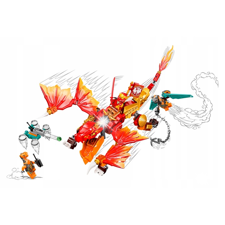 LEGO Ninjago építőkészlet - Kaia EVO Tűzsárkány, 204 darab, 32 cm, 3 minifigura