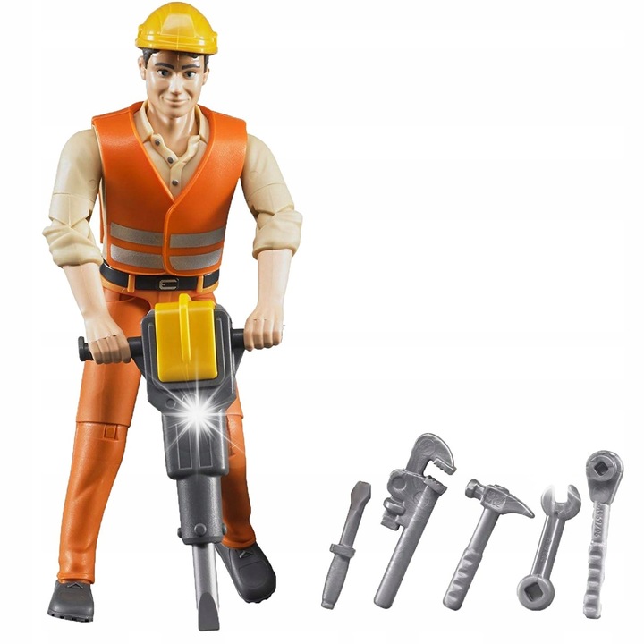 Фигурка на работник Bruder с аксесоари, 60020, 11 см, 1:16