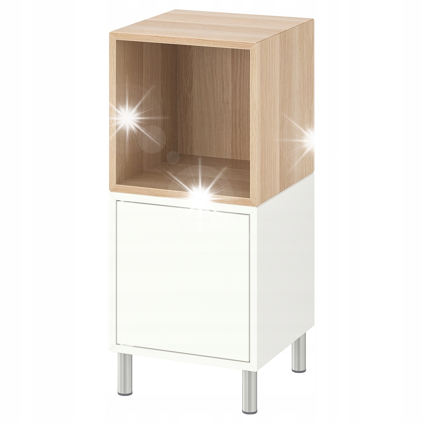 Noptiera cu picioare IKEA, 70x35x80cm, alb/natur - eMAG.ro