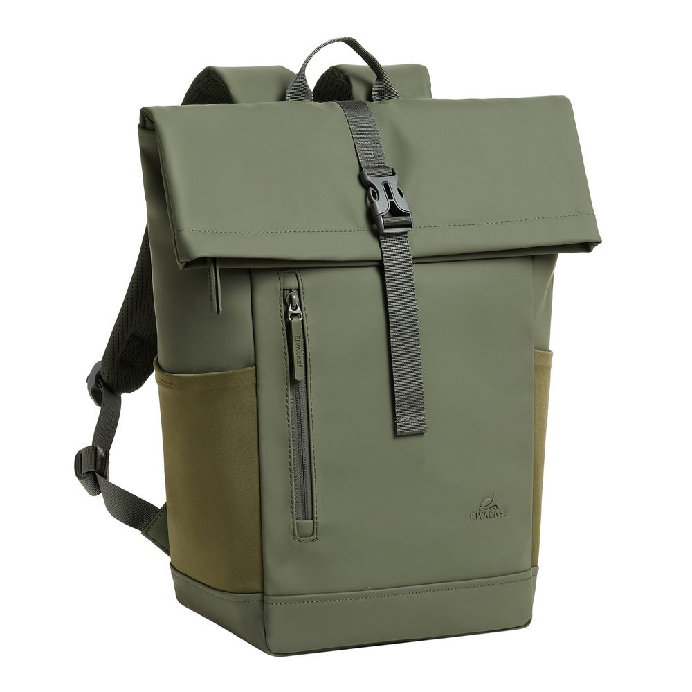Rucsac RivaCase 7826 ECO 17L tip roll top, 14", verde masliniu, 430x250x160mm