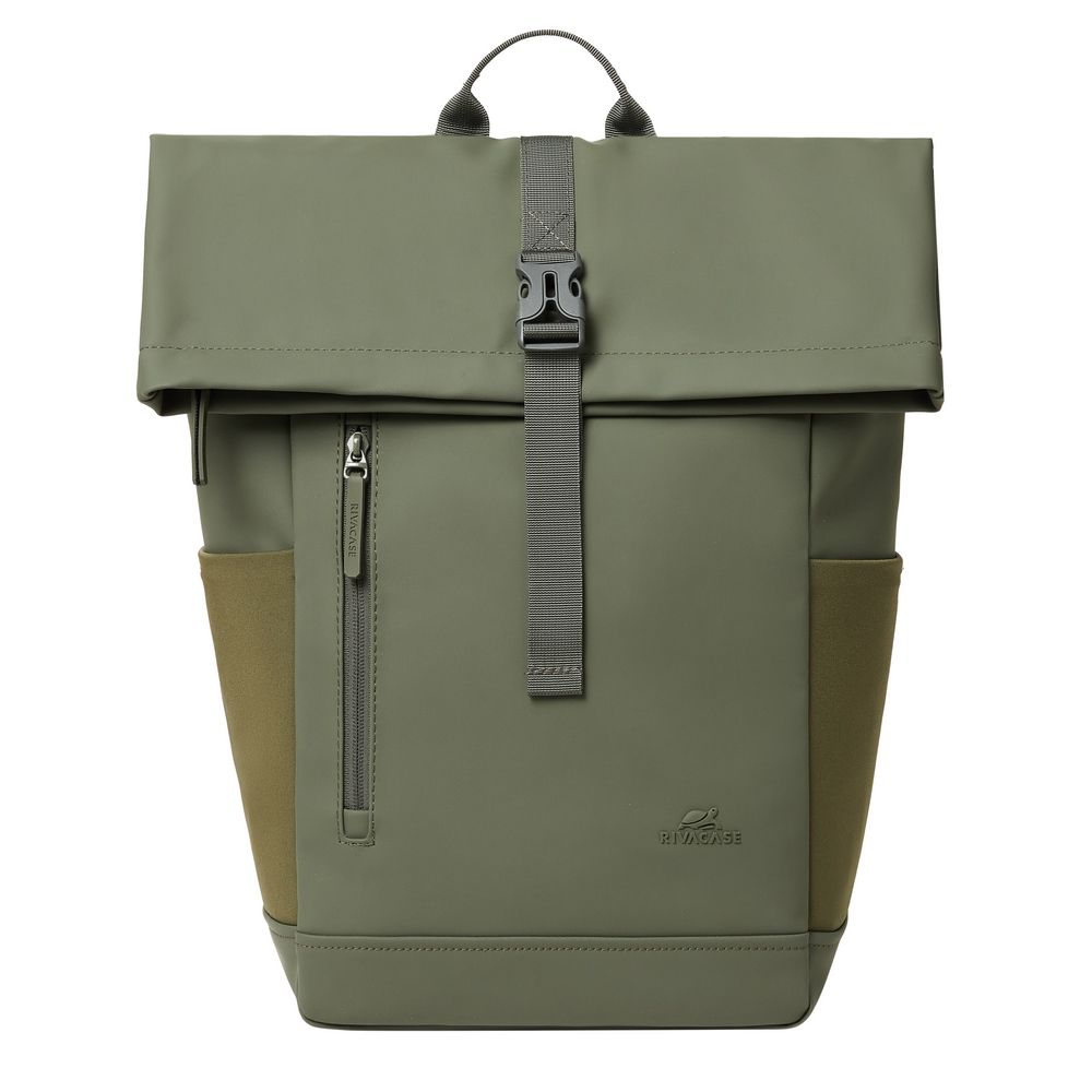 Rucsac RivaCase 7826 ECO 17L tip roll top, 14", verde masliniu, 430x250x160mm