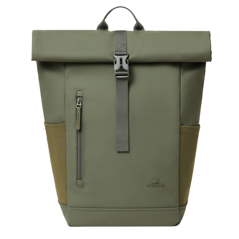 Rucsac RivaCase 7826 ECO 17L tip roll top, 14", verde masliniu, 430x250x160mm