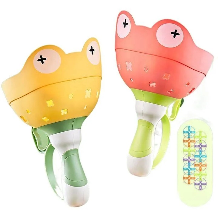 Discuri zburătoare pentru copii, set 12 bucăți, interacțiune părinte-copil, roșu și galben, 3+ ani