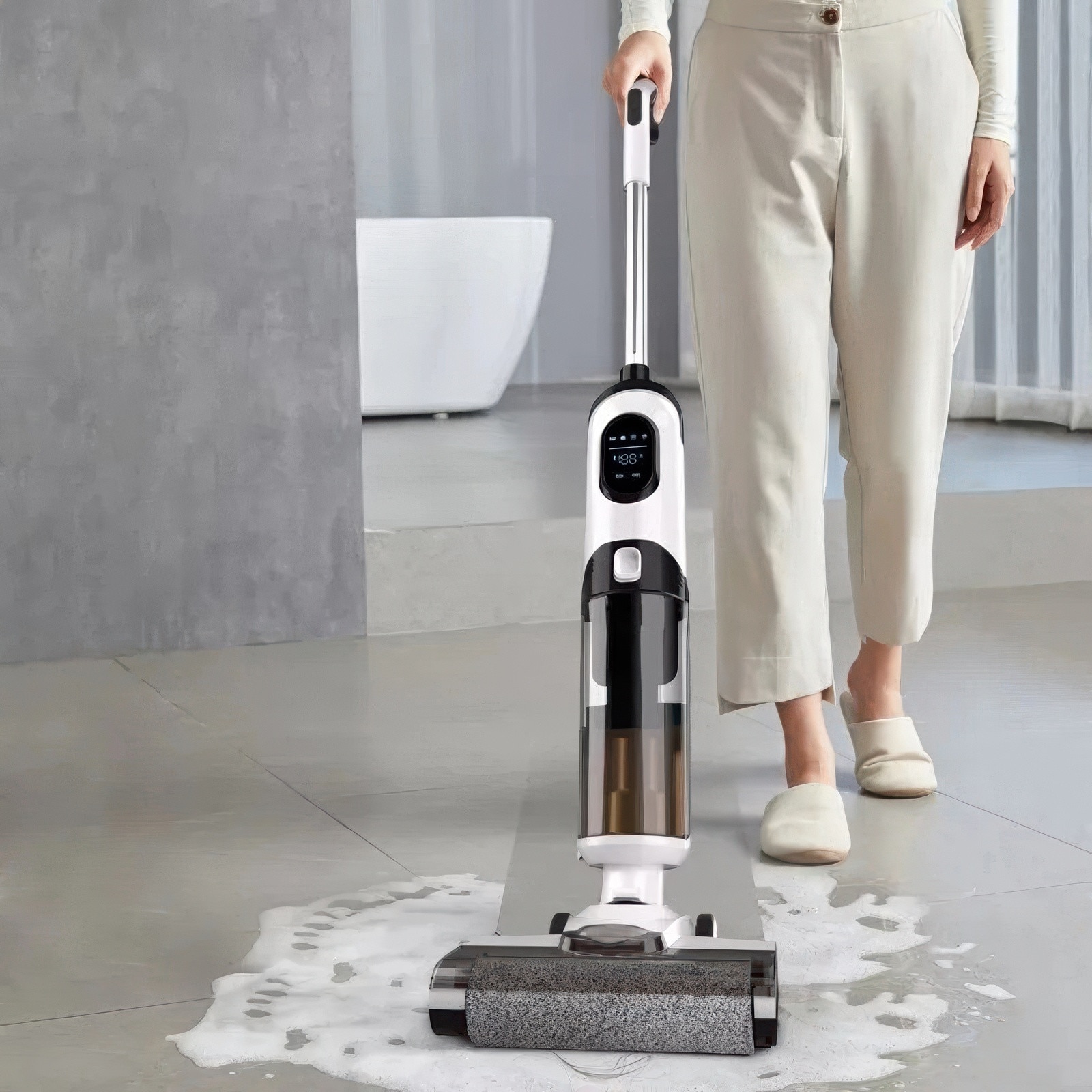 Aspirator vertical fără fir T8, 185 W, curățare umedă și uscată, 0,43L, 45 minute autonomie