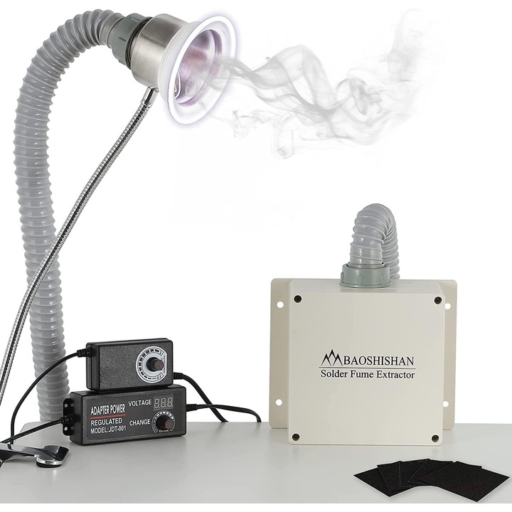 BAOSHISHAN elszívócső, 30W, 2m, LED lámpával, állítható