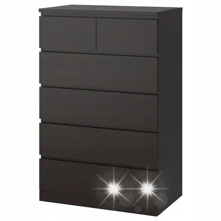 Comoda IKEA MALM, 6 sertare, negru-maro, 80x123 cm - eMAG.ro
