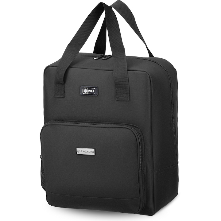 Малка хладилна чанта, Изолирана, Zagatto, Черна, Кутия за обяд, Идеална за пикници, плаж, семейни пътувания, 20 л, Размери 28x14x35, Термо основно отделение, Може да се използва и като раница, ZG969