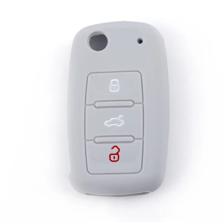 Husa cheie 3 butoane EBIN pentru cheie tip briceag, silicon, gri