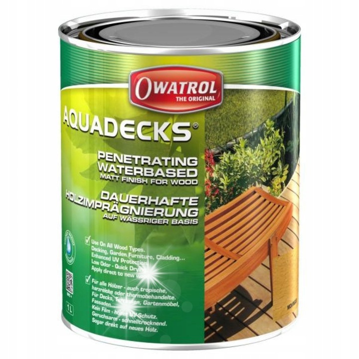 Owatrol AQUADECKS fa itatószer, 1L, szürke, matt hatású, minden fafajtához
