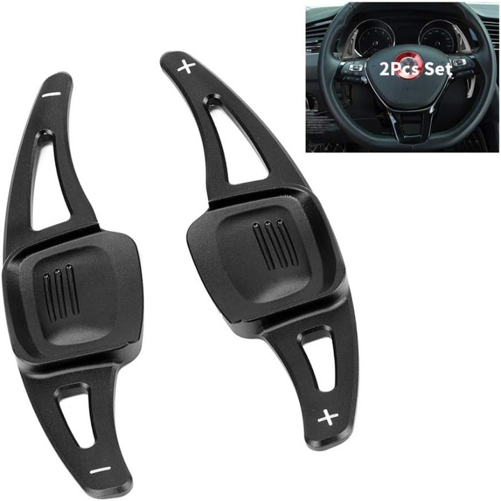 Комплект 2 пера за волан за VW, черни пера за превключване на скорости за VW Golf7.5 MK7 за Golf8 MK8 за VW POLO MK6 за Touareg за Passat B8 2017-2020, черни
