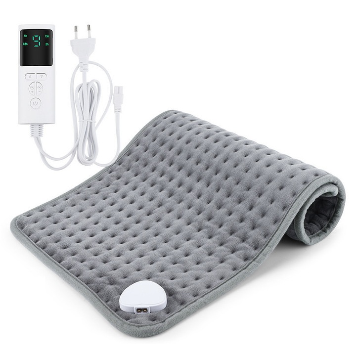 Perna electrica, YSBER®, 40x75cm, 150W, cu temporizator si 9 Trepte Temperatura, Pentru Mijloc, Umeri, Picoare, Maini, Gat, Gri
