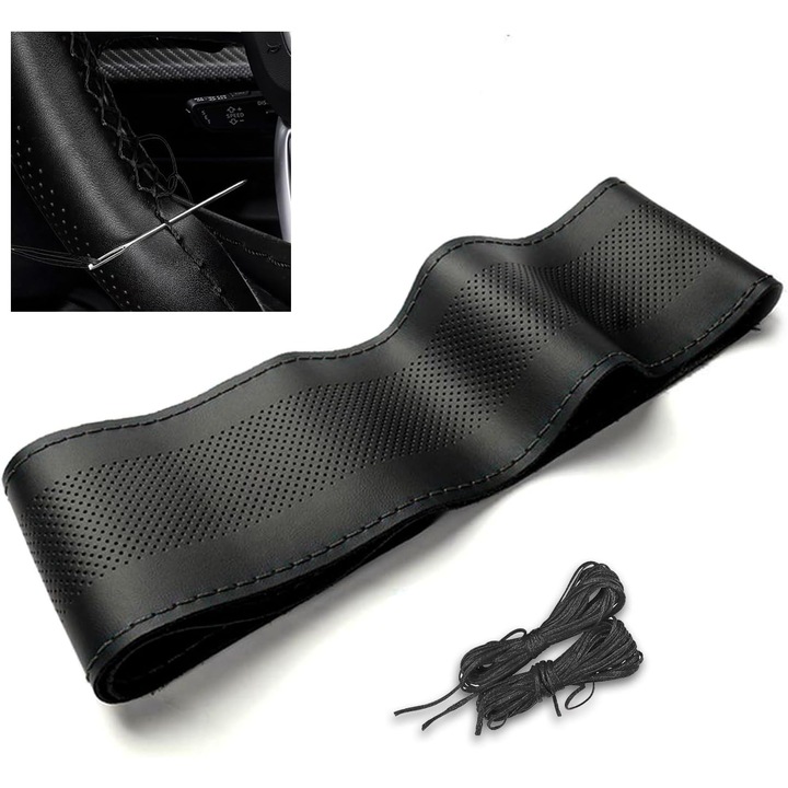 Kormánykerék huzat 43-45, 100% marhabőr, fekete színű, csúszásgátló, légáteresztő, izzadságelnyelő, kopásálló, kényelmes tapintású