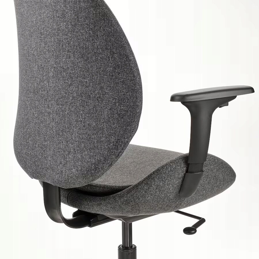 Scaun birou IKEA HATTEFJALL, gri inchis/negru, design ergonomic