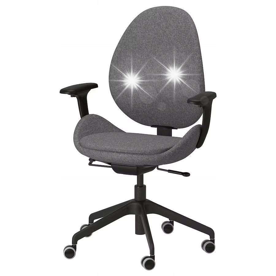 Scaun birou IKEA HATTEFJALL, gri inchis/negru, design ergonomic