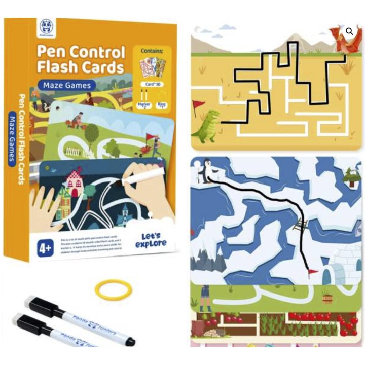 Vonalvezető - Labirintus játékok (Pen Control Flash Cards - Maze Games - Panda Juniors)