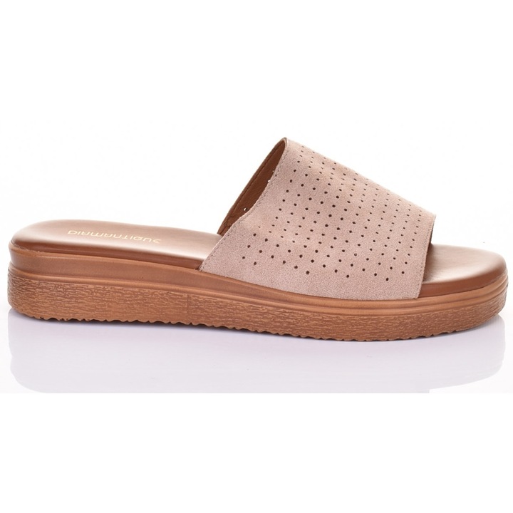 Papuci Martinus, bej, piele ecologica, usori, uz medical, 36 EU