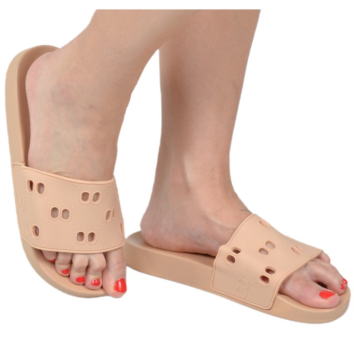 Papuci Martinus din cauciuc, bej, pentru plaja si acasa, confortabili, din material sintetic, 37 EU