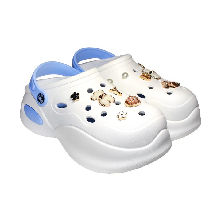 Papuci femei, Jose Amorales, spuma EVA, alb albastru, Alb, 41